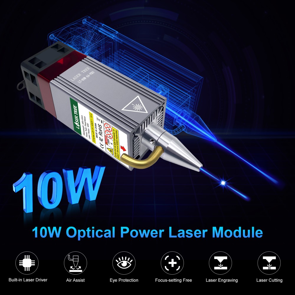 Laser Engraver 20W Diode - 20W 455nm blauwe diodelasermodulekit met Air
